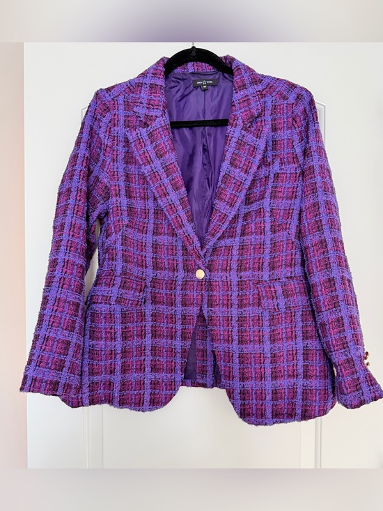 Area Stars Jackets & Blazers - Area Stars Ana Purple Plaid Tweed Blazer Jacket - size medium